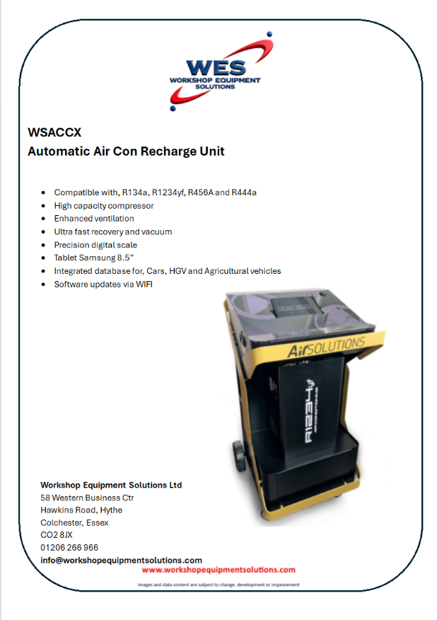 WSACCX Automatic Air Con Recharge Unit product sheet