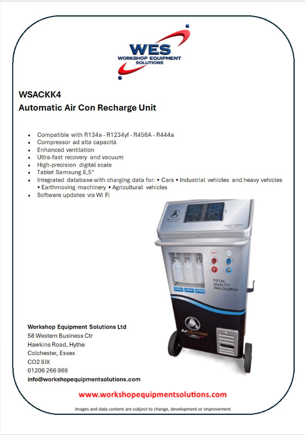 WSACKK4 Automatic Air Con Recharge Unit product sheet