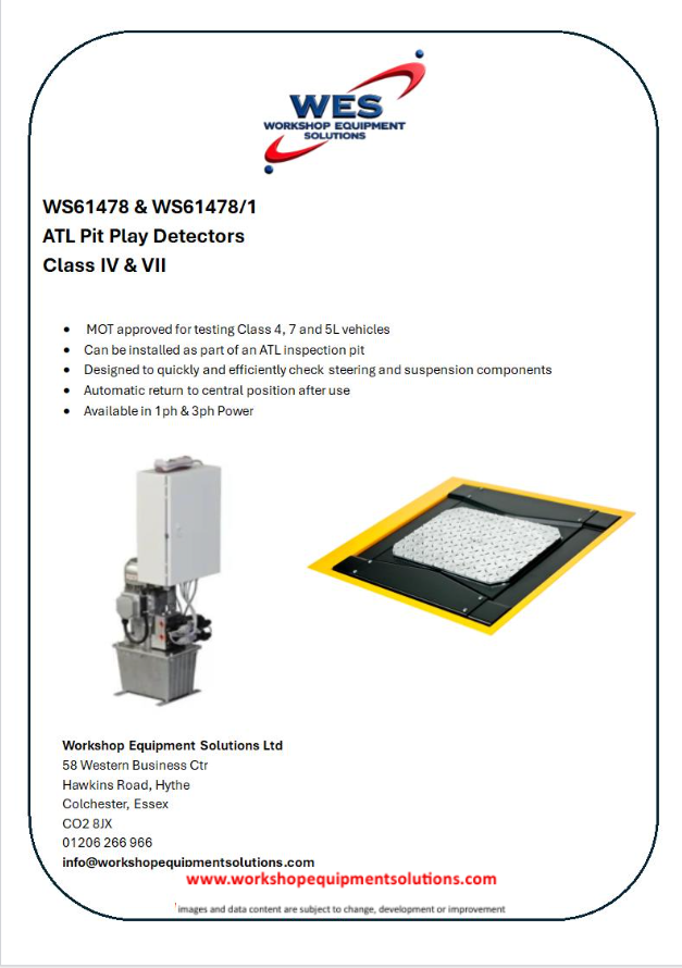 WS61478 and WS61478/1 ATL Pit Play Detectors product sheet