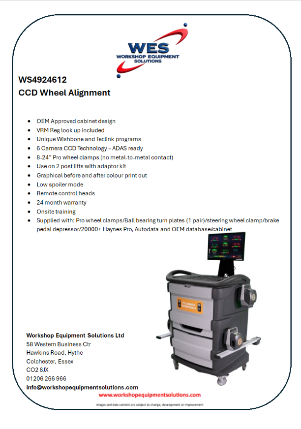 WS4924612 CCD Wheel Alignment product sheet