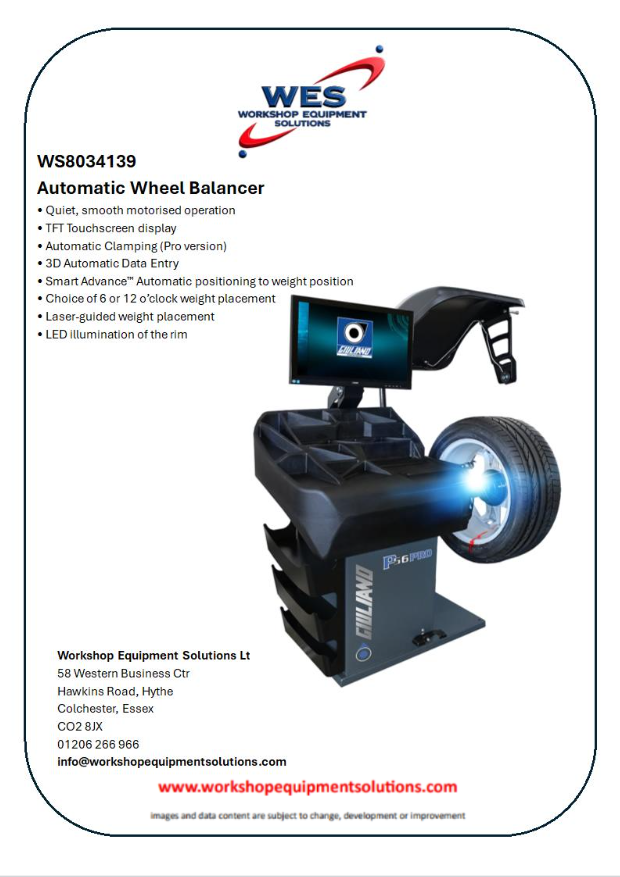 WS8034139 Automatic Wheel Balancer product sheet